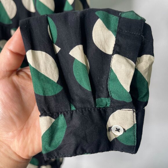 Nice Things Women's Black Green Polka Dot Pattern Button Down Blouse Size M - Picture 13 of 13